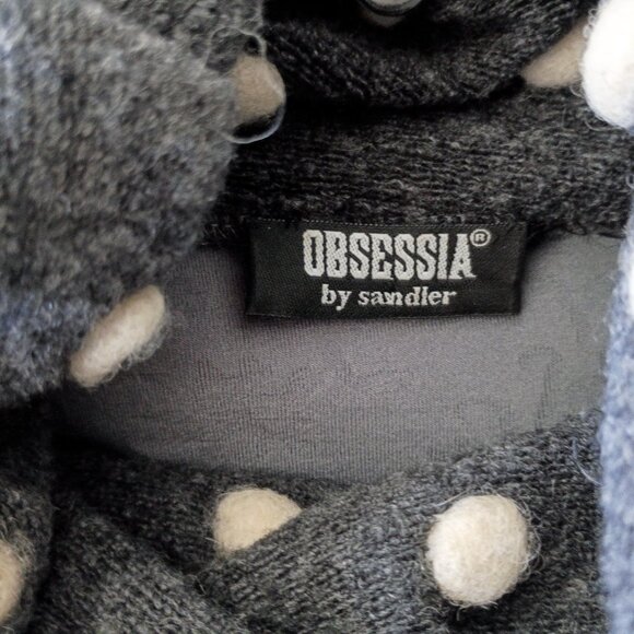 Vintage bedazzled Textured Knit Turtleneck Sweater Polka Dot Top – S/M - Picture 5 of 6